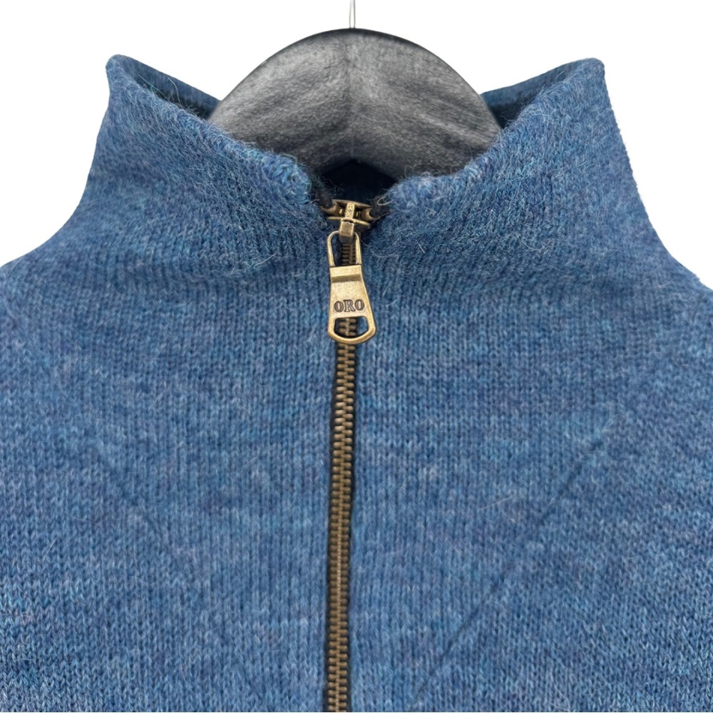 Alpaca International The Caminero Quarter-Zip Pullover Sweater Blue 100% Alpaca - Picture 6 of 10
